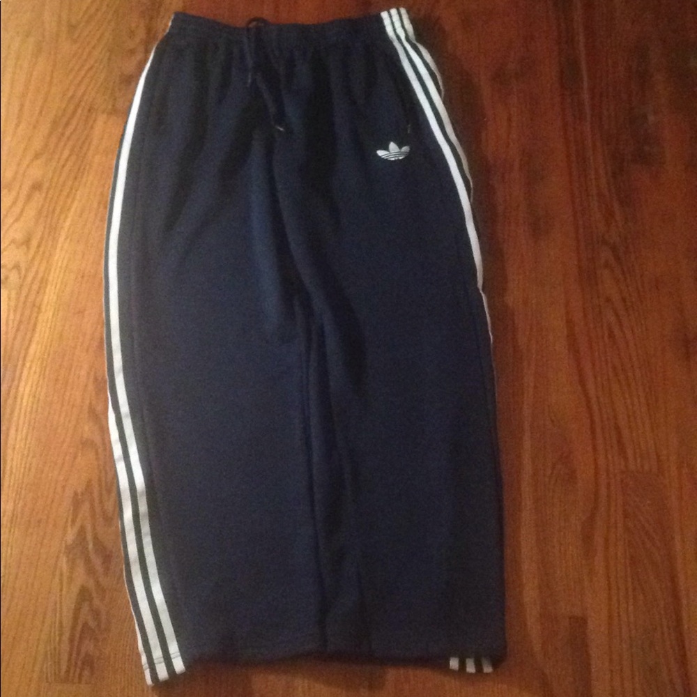 Navy blue L adidas sweat pants white stripe